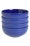 Lyngby Porcelaen Rhombe Color Set Of 4 Bowls In Dark Blue