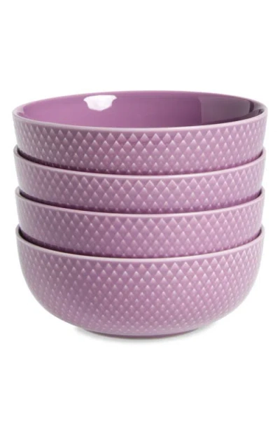 Lyngby Porcelaen Rhombe Color Set Of 4 Bowls In Purple