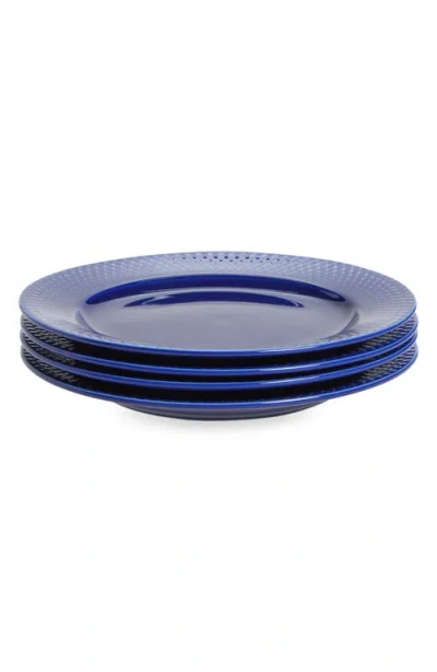 Lyngby Porcelaen Rhombe Color Set Of 4 Lunch Plates In Dark Blue