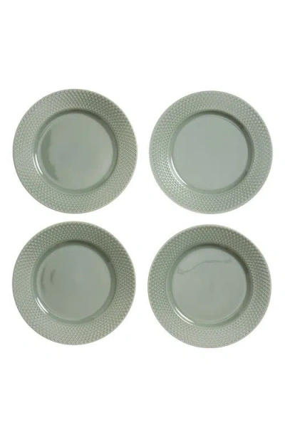 Lyngby Porcelaen Rhombe Earth Set Of 4 Lunch Plates In Green