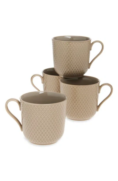 Lyngby Porcelaen Rhombe Earth Set Of 4 Mugs In Brown