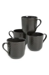 Lyngby Porcelaen Rhombe Earth Set Of 4 Mugs In Gray