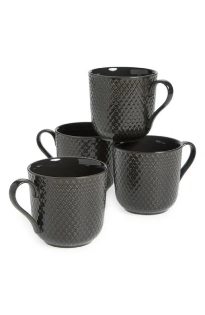 Lyngby Porcelaen Rhombe Earth Set Of 4 Mugs In Gray