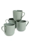 Lyngby Porcelaen Rhombe Earth Set Of 4 Mugs In Moss