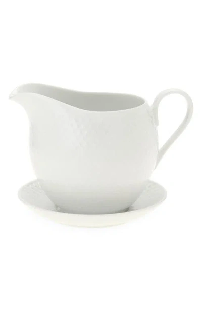 Lyngby Porcelaen Rhombe Sauce Boat In White