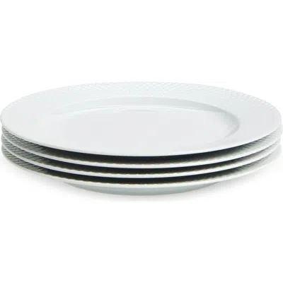 Lyngby Porcelaen Rhombe Set Of 4 Dinner Plates In White