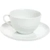 Lyngby Porcelaen Rhombe Teacup & Saucer Set In White