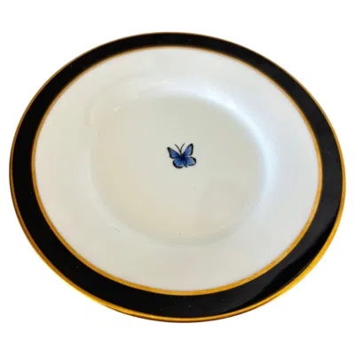 Pre-owned Lynn Chase Designs Jaguar Jungle Saucer Dish Black Border And 24k Gold Rim