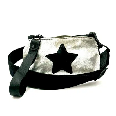 Lynn Tallerico Women's Darla Stadium Bag In Distressed Silver With Black Star