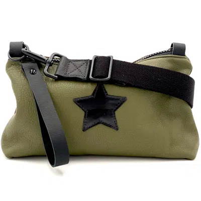 Lynn Tallerico Women's Green Nancy Crossbody Bag In Olive With Black Star In Pattern