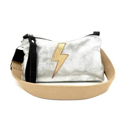 Lynn Tallerico Women's Nancy Crossbody In Distressed Silver With Gold Bolt