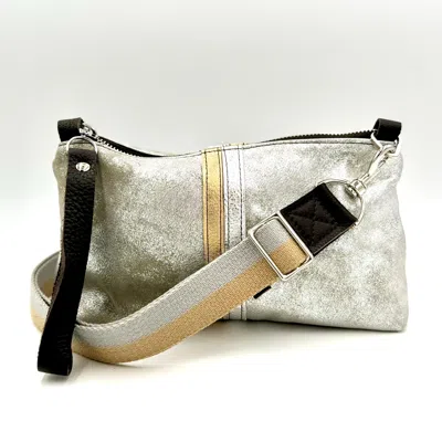 Lynn Tallerico Women's Nancy Crossbody In Distressed Silver With Stripes