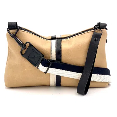 Lynn Tallerico Women's Neutrals Nancy Crossbody Bag In Cafe Au Lait Wth Black & Cream Stripes In Multi