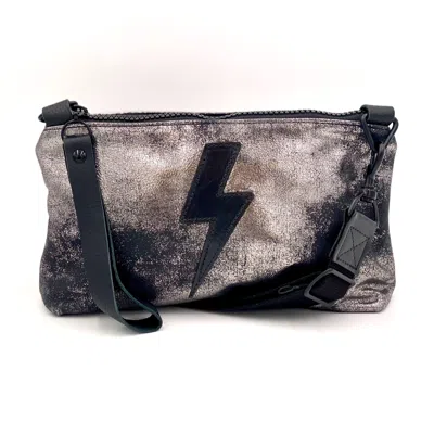Lynn Tallerico Women's Silver Nancy Crossbody Bag In Distressed Metallic Black