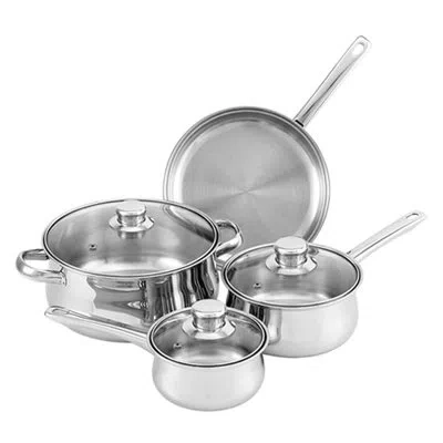 Lynns 7 Pieces Stainless Steel Cookware Set In Silver