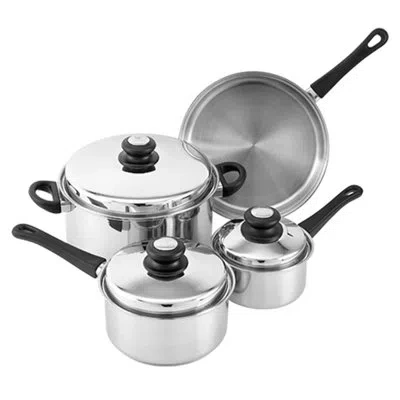 Lynns 7 Pieces Stainless Steel Cookware Set In Silver