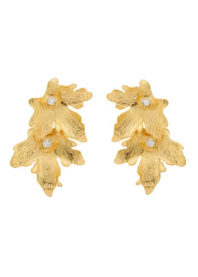 Lynyer Mystic Leaf 24kt Gold-plated Cuff Earrings