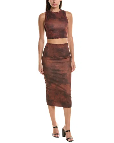 Lyra & Co . 2pc Top & Skirt Set In Brown