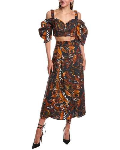 Lyra & Co 2pc Top & Skirt Set In Orange
