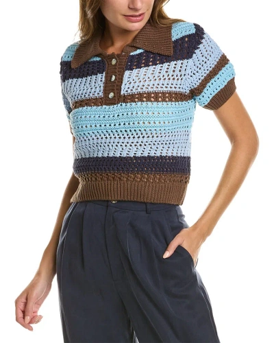 Lyra & Co Crocheted Top In Blue