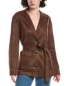 Lyra & Co Microsuede Coat In Brown