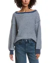 Lyra & Co Shaker Rib Sweater In Blue