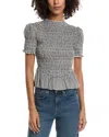 Lyra & Co Smocked Blouse In Black