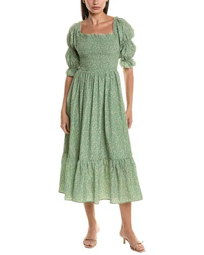Lyra & Co . Smocked Maxi Dress In Green
