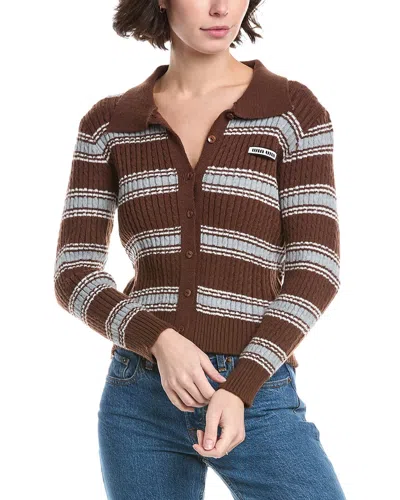 Lyra & Co Stripe Cardigan In Brown