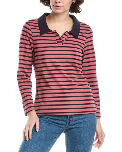 Lyra & Co Stripe Polo Shirt In Pink