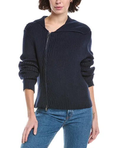 Lyra & Co Zip Cardigan In Blue