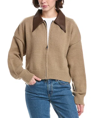 Lyra & Co Zip Cardigan In Brown