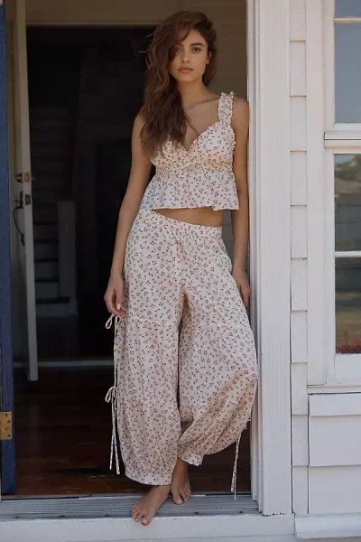 Lyrebird 100% Cotton Flannel Harem Pants In Pink