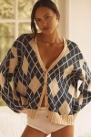 Lyrebird Argyle Cardigan In Blue