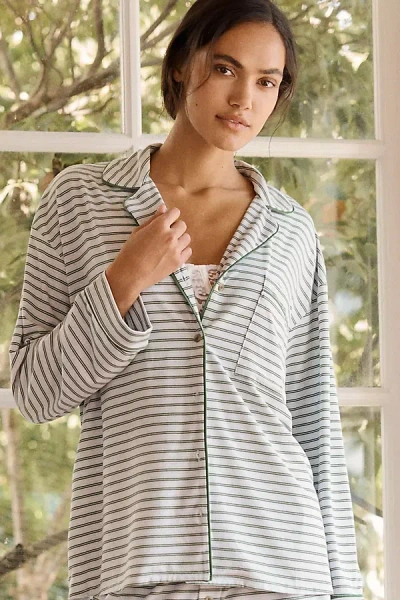 Lyrebird Briar Long-sleeve Pajama Shirt In White