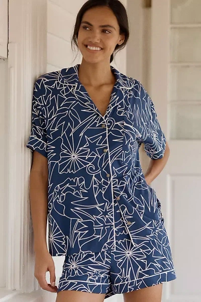 Lyrebird Briar Pajama Shorts In Blue