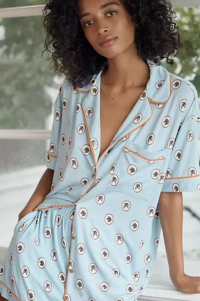 Lyrebird Briar Short Sleeve Pajama Shirt In Blue