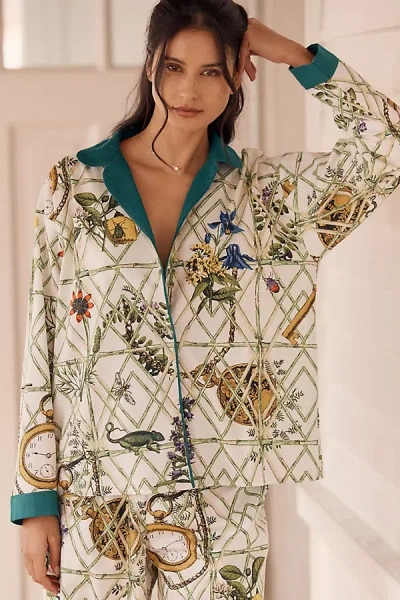 Lyrebird Cloud Flannel Pajama Top In Green