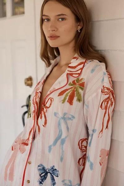 Lyrebird Cloud Flannel Pajama Top In Pink
