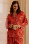 Lyrebird Cloud Flannel Pajama Top In Red