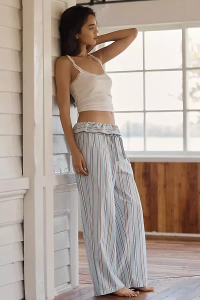 Lyrebird Cotton Low Rise Foldover Boxer Pants In Blue