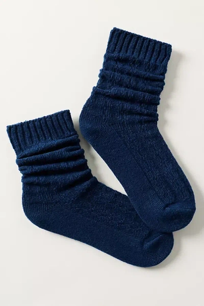 Lyrebird Cozy Cable Knit Socks In Blue