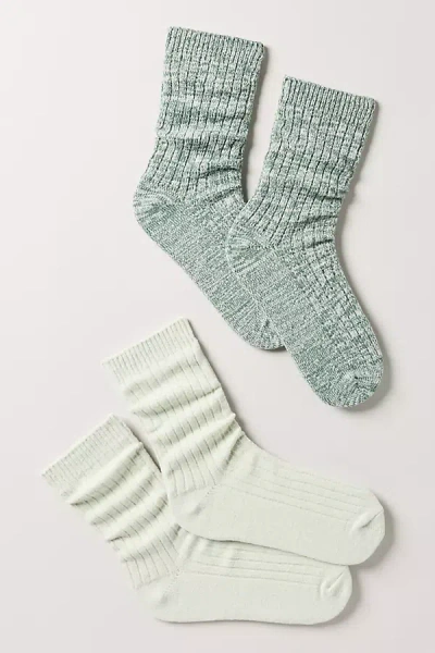 Lyrebird Cozy Marbled Socks, Set Of 2 In Green