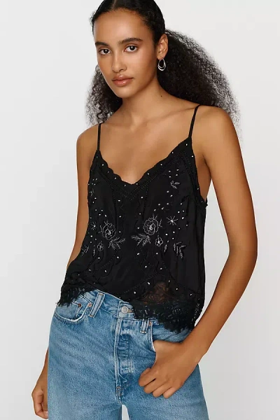 Lyrebird Embellished Lace Tank Top In Black