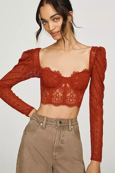 Lyrebird Giselle Lace Bustier: Long-sleeve Edition In Red