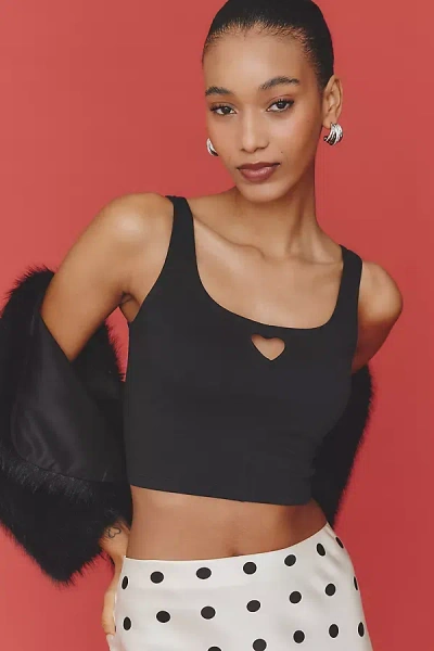 Lyrebird Heart Cutout Crop Top In Black
