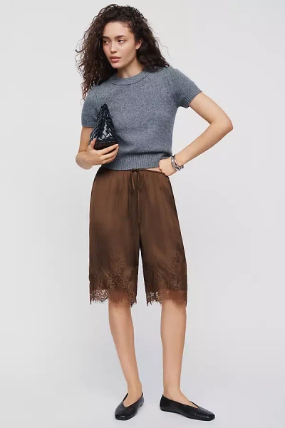 Lyrebird Heirloom Lace Bermuda Shorts In Brown