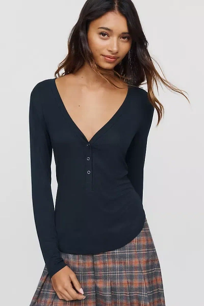 Lyrebird Henley Long Sleeve Top In Blue