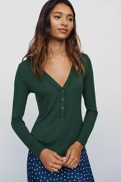 Lyrebird Henley Long Sleeve Top In Green