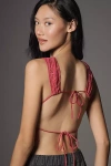 Lyrebird High-neck Sequin Sheer Tie-back Top In Pink
